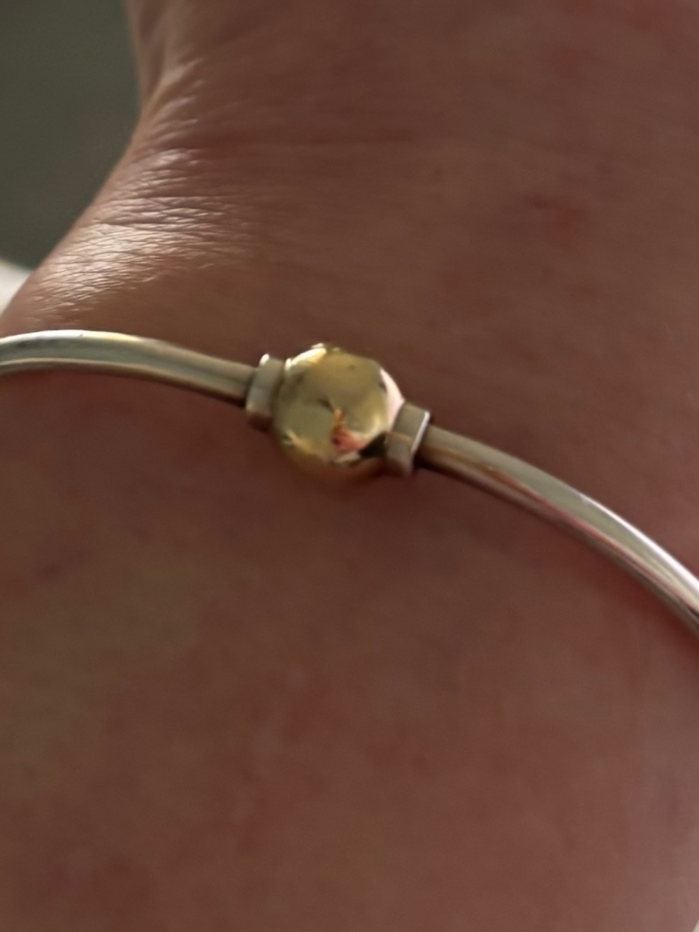 Cape Cod Sterling Silver Bangle With 14kYG Ball